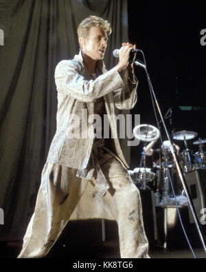 EAST RUTHERFORD, NJ - 27. SEPTEMBER: David Bowie führt mit Trent Reznor von Nine Inch Nails am Brendan Byrne Arena am 27. September 1995 in East Rutherford, New Jersey. Personen: David Bowie Stockfoto