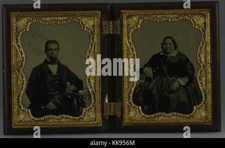 Eine doppelte ambrotype Portrait von Albro Lyons, Sr. Maria und Joseph Lyons, Albro im Besitz und betrieben ein Haus für schwarze Seeleute, das Haus auch als Station auf der Underground Railroad gedient wird, er war ein großer Verfechter der Wertsteigerung der afrikanischen Amerikaner, er und seine Familie angegriffen wurden und während der Draft Riots in New York City vor Beginn des Amerikanischen Bürgerkriegs, 1912 gezwungen, New York City wegen rassistisch motivierter Gewalt zu fliehen. Von der New York Public Library. Stockfoto