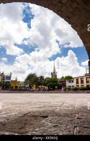 Vorderansicht einer Plaza De Aranzazu. San Luis Potosi, Mexiko Stockfoto