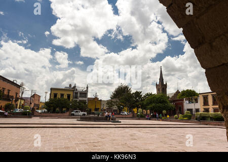 Vorderansicht einer Plaza De Aranzazu. San Luis Potosi, Mexiko Stockfoto