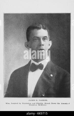 Schwarz-weiß Foto, Portrait, von James B Parker, ein Amerikaner die meisten versucht Leon Czolgosz von schleichst Präsident der Vereinigten Staaten William McKinley, 1902 zu stoppen, zur Kenntnis genommen. Von der New York Public Library. Stockfoto