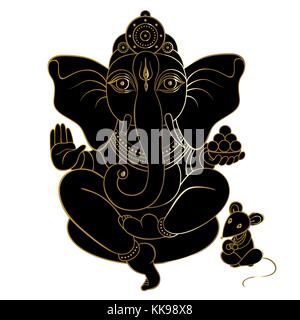 Golden ganapati Meditation im Lotussitz Stock Vektor