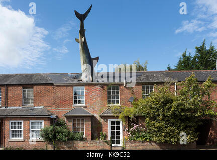 The Headington Shark, eine Dachskulptur in der New High Street von John Buckley, Headington, Oxford, Oxfordshire, England, Vereinigtes Königreich, Europa Stockfoto