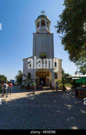 Sozopol, Bulgarien - 24, 2017 August: Kirche St. Kyrill und St. Methodius von einer alten Stadt am Meer an der südlichen bulgarischen Schwarzmeerküste. Stockfoto