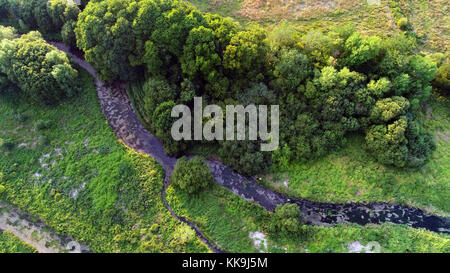 Luftaufnahme des Flusses Test bei Longparish, Hampshire Stockfoto