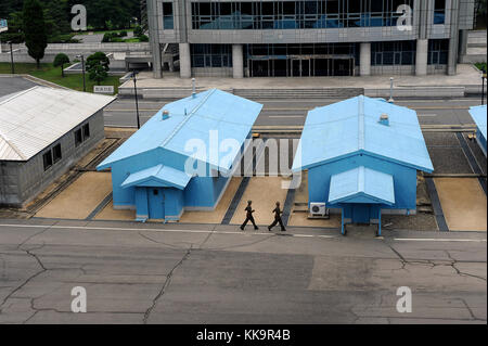 Panmunjeom, Nordkorea, Blick auf den Grenzstreifen zwischen Nord- und Südkorea Stockfoto