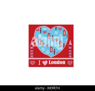 Wahrzeichen Londons Symbole Karte Stock Vektor