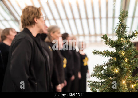 Weihnachten Licht Einschalten und Markt in Banbury, Großbritannien Stockfoto