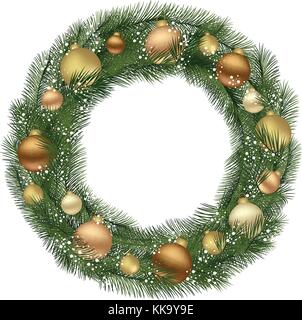 Weihnachten Kranz mit Tannenzweigen und dekorative Elemente. Stock Vektor
