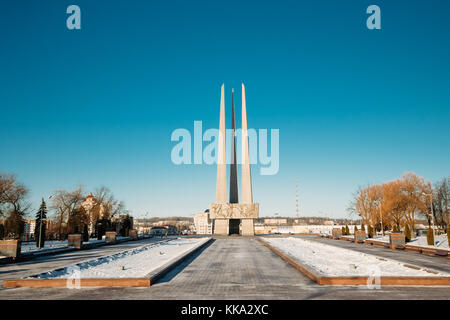 Vitebsk, Belarus. wichtigste Denkmal "drei Bajonette" der Gedenkstätte für befreier in der Nähe von Victory Park. Denkmal der Helden, die in den Schlachten starben für liberatio Stockfoto