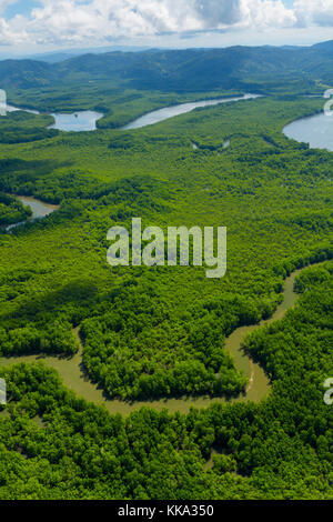 Luftaufnahme von delta Sierpe Fluss terraba, Corcovado Nationalpark, Halbinsel Osa, Provinz Puntarenas, Costa Rica, Mittelamerika, Nordamerika Stockfoto