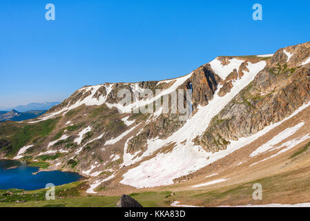 Gipfel Der beartooth Mountains, Wyoming, USA. Gardner See von beartooth Pass. Stockfoto