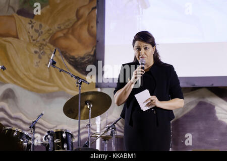 Paris, Frankreich. November 2017. Sonia M'Barek nimmt an der Galanacht der Freunde Palästinas im Palais de la Porte Dorée, Paris, Frankreich, Teil. Quelle: Bernard Menigault/Alamy Live News Stockfoto