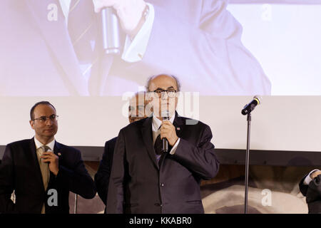 Paris, Frankreich. November 2017. Elias Sanbar, Botschafter von Palästina bei der UNESCO, spricht während der Gala Night of Friends of Palestine, Palais de la Porte Dorée, Paris, Frankreich. Quelle: Bernard Menigault/Alamy Live News Stockfoto