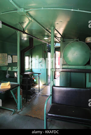 Fort Madison, Iowa, USA. August 2017. Inside the Way Car, bekannt von den meisten als ''die Caboose''' liegt außerhalb der North Lee County Historical Society am Fort Madison Flussufer. Quelle: Kevin E. Schmidt/Quad-City Times/ZUMA Wire/Alamy Live News Stockfoto