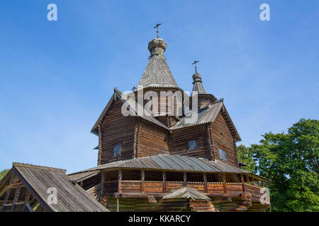 Geburtskirche der Heiligen Jungfrau, Vitoslavlitsy Museum für Holzarchitektur, Veliky Nowgorod, Oblast Nowgorod, Russland, Europa Stockfoto