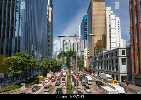 Blick auf das Geschäftsviertel von Hennessy Road, Wan Chai, Hong Kong, China, Asien Stockfoto