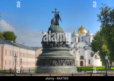 Millennium Monument, 1862, Kreml, UNESCO-Weltkulturerbe, Weliki Nowgorod, Novgorod oblast, Russland, Europa Stockfoto