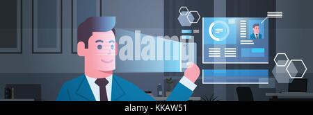 Modernes Sicherheitssystem scannen business Mann Gesicht biometrischen Identifizierung Anerkennung Konzept Stock Vektor