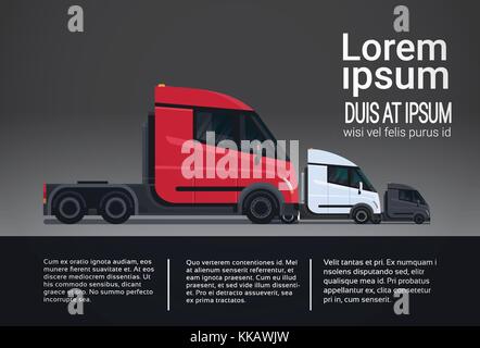 Infografik Satz von Cargo LKW-Anhänger, Auflieger Fahrzeug template Elemente Seitenansicht Versand und Lieferung Konzept Stock Vektor