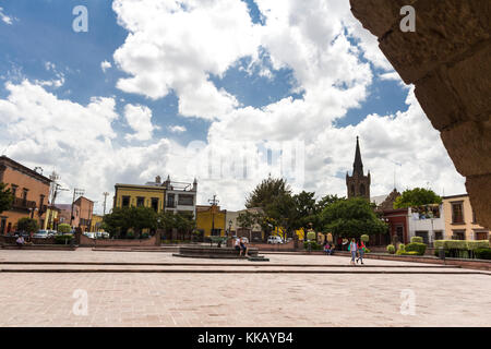 Vorderansicht einer Plaza De Aranzazu. San Luis Potosi, Mexiko Stockfoto