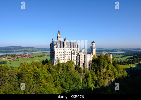 Schloss Neuschwanstein, Forggensee, Schwangau, Königswinkel, Ostallgäu, Allgäu, Schwaben, Bayern, Deutschland Stockfoto