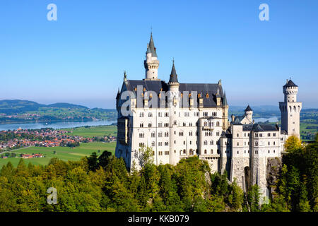 Schloss Neuschwanstein, Forggensee, Schwangau, Königswinkel, Ostallgäu, Allgäu, Schwaben, Bayern, Deutschland Stockfoto