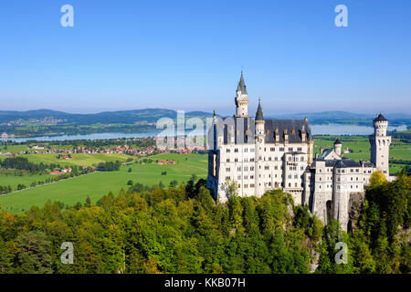 Schloss Neuschwanstein, Forggensee, Schwangau, Königswinkel, Ostallgäu, Allgäu, Schwaben, Bayern, Deutschland Stockfoto