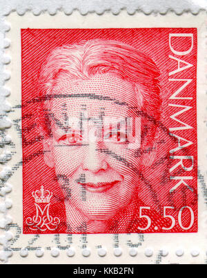 GOMEL, WEISSRUSSLAND, 29. NOVEMBER 2017, Briefmarke gedruckt in Dänemark zeigt Bild der Margrethe II. Ist die Königin von Dänemark, um 2017. Stockfoto