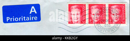 GOMEL, WEISSRUSSLAND, 29. NOVEMBER 2017, Briefmarke gedruckt in Dänemark zeigt Bild der Margrethe II. Ist die Königin von Dänemark, um 2017. Stockfoto