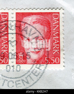 GOMEL, WEISSRUSSLAND, 29. NOVEMBER 2017, Briefmarke gedruckt in Dänemark zeigt Bild der Margrethe II. Ist die Königin von Dänemark, um 2017. Stockfoto