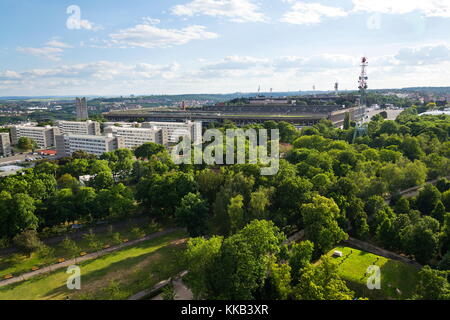 Das grosse Kloster Strahov Stadion vom Petrin-turm, Prag, Tschechische Republik Stockfoto