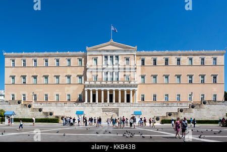 Das griechische Parlament Gebäude (alte königliche Palast) in den Syntagma-platz, Athen, Griechenland Stockfoto