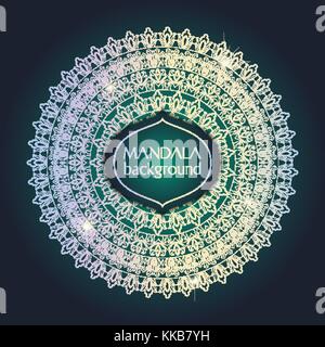Karte mit glow Mandala. vector Hintergrund. Geometrische Kreis Element. Islam, Arabisch, indisch, türkisch Chinesisch osmanische Motive Stock Vektor