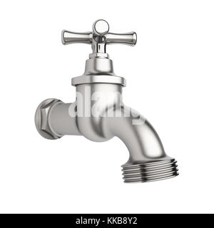 Wasserhahn auf weißem Hintergrund 3 isolierte d-Rendering Stockfoto