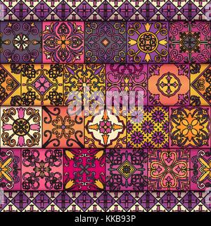Nahtlose Muster mit portugiesischen Kacheln in talavera Stil. Azulejo, Marokkanisch, mexikanische Ornamente Stock Vektor