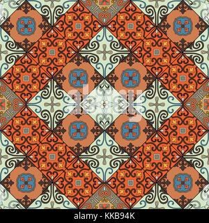Nahtlose Muster mit portugiesischen Kacheln in talavera Stil. Azulejo, Marokkanisch, mexikanische Ornamente Stock Vektor