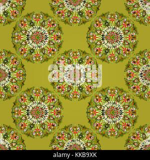 Reich verzierte Blumenmuster nahtlose Textur, endlose Muster mit Vintage mandala Elementen. Kann für Tapeten verwendet werden, musterfüllungen, Webseite Hintergrund, Oberfläche Stock Vektor