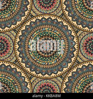 Reich verzierte Blumenmuster nahtlose Textur, endlose Muster mit Vintage mandala Elementen. Kann für Tapeten verwendet werden, musterfüllungen, Webseite Hintergrund, Oberfläche Stock Vektor