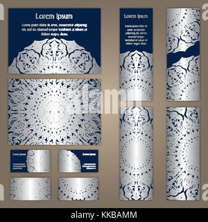 Vorlagen mit Visitenkarten, Einladungen und Banner gesetzt. florale Muster und Ornamente Mandala. orientalisches Design Layout. Die asiatischen, arabischen, indischen, ottom Stock Vektor