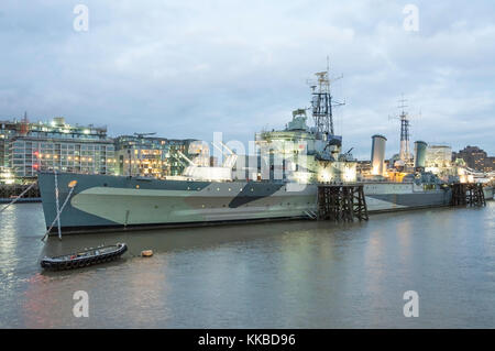 HMS Belfast Museum Schiff, der Queen's Walk, Southwark, im Londoner Stadtteil Southwark, Greater London, England, Vereinigtes Königreich Stockfoto