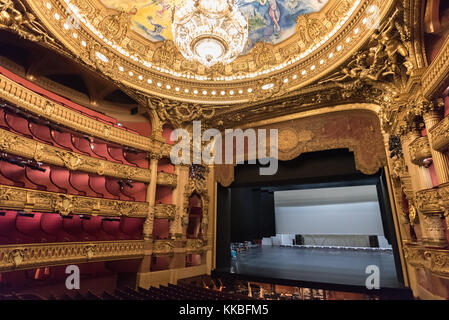 Innenraum der Aula des Palais Garnier, Paris Stockfoto