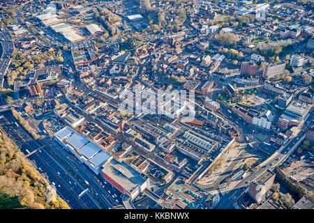 Eine Luftaufnahme von Stockport Town Centre, North West England, UK Stockfoto