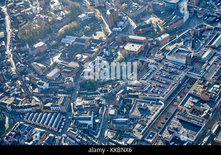 Ein Luftbild von Stockport Stadtzentrum, dem North West England, Großbritannien Stockfoto