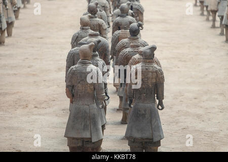 Xian, China - Oktober 21,2017: die archäologischen Reste der Krieger von Xian besucht werden durch täglich Tausende von Menschen am 21. Oktober in China. Stockfoto