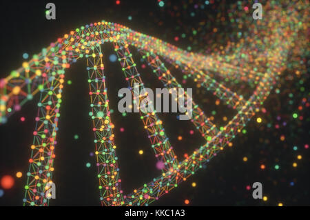3D-Darstellung. Bunte DNA-Molekül. Konzept Bild einer Struktur des genetischen Codes. Stockfoto