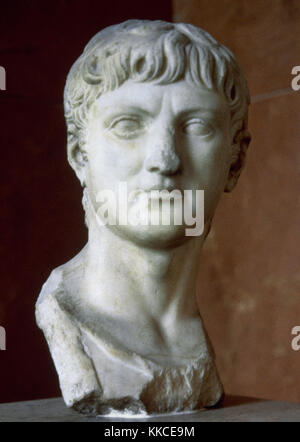 Germanicus (15 V.CHR.-19 N.CHR.). Mitglied der Patrizier und General des Römischen Reiches. Marmorbüste. 15-19 AD. Aus Cordoba, Spanien. Louvre Museum. Paris. Frankreich. Stockfoto