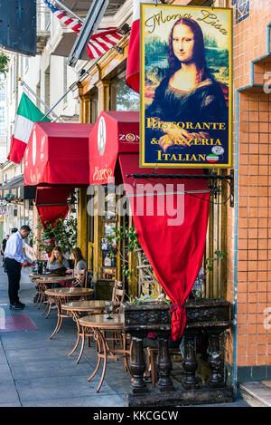 Italienisches Restaurant Pizzeria in der Columbus Avenue, San Francisco, Kalifornien, USA Stockfoto