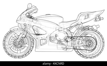 Blueprint sport Bike.eps 10 Format. Vektor erstellt von 3d Stock Vektor