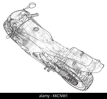 Blueprint sport Bike.eps 10 Format. Vektor erstellt von 3d Stock Vektor